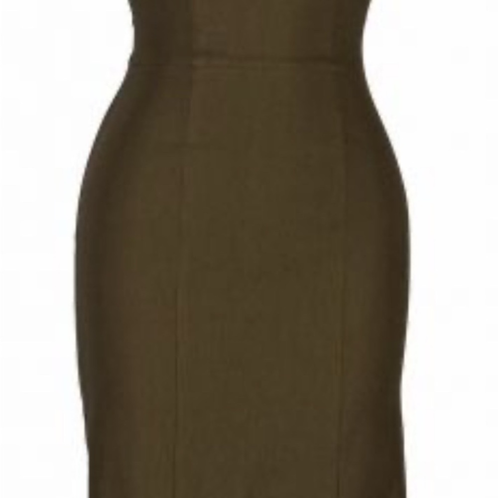 NWT Stop Staring 30s Bombshell Fitted Wiggle Dress Size Medium Army Olive Green - Picture 2 of 15